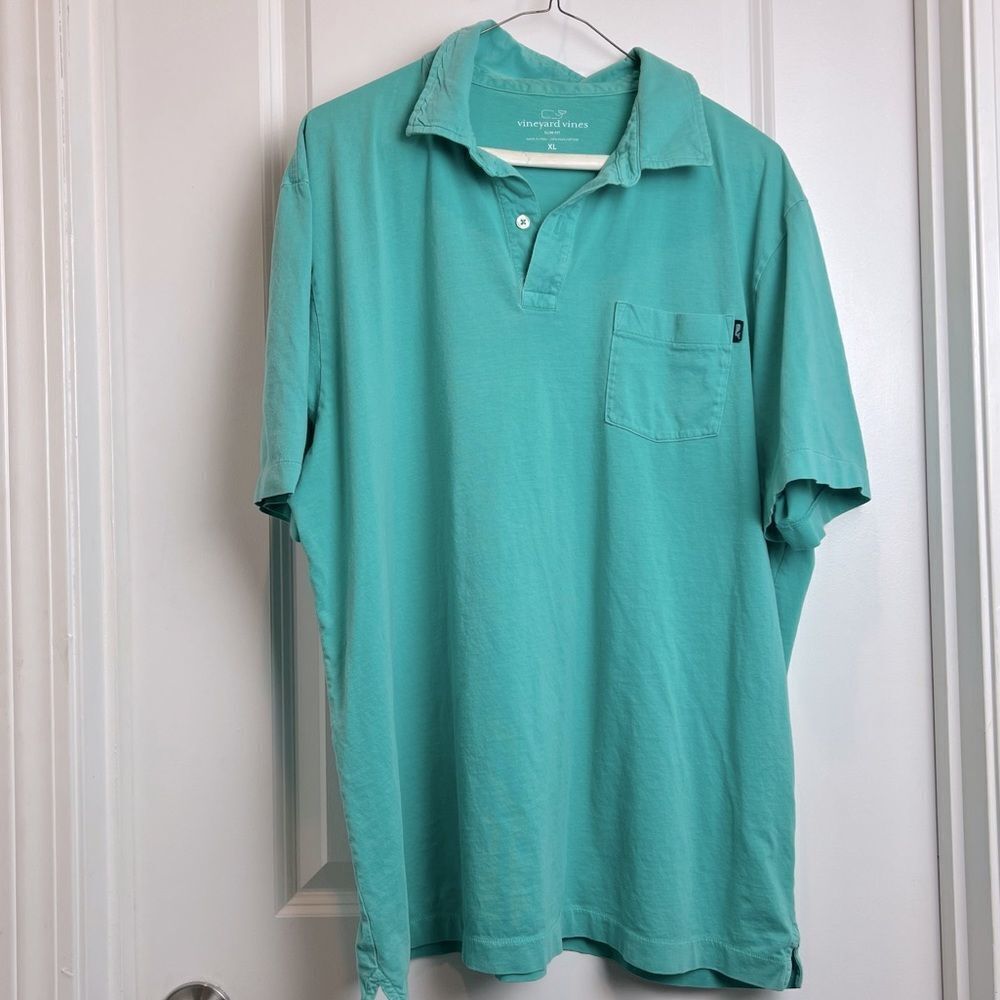 Vineyard Vines Mens XL Sea-foam Green Slim Fit Cotton Collared Shirt w pocket